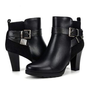 Womens Size 10 Stacked Boots Heel Ankle booties Black Bikercore